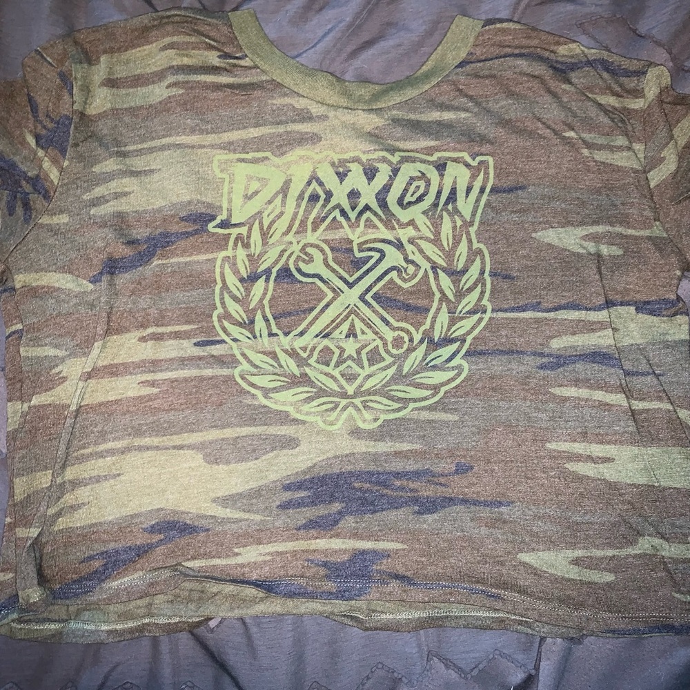 DIXXON Brown and Green cropped  Camo Tee